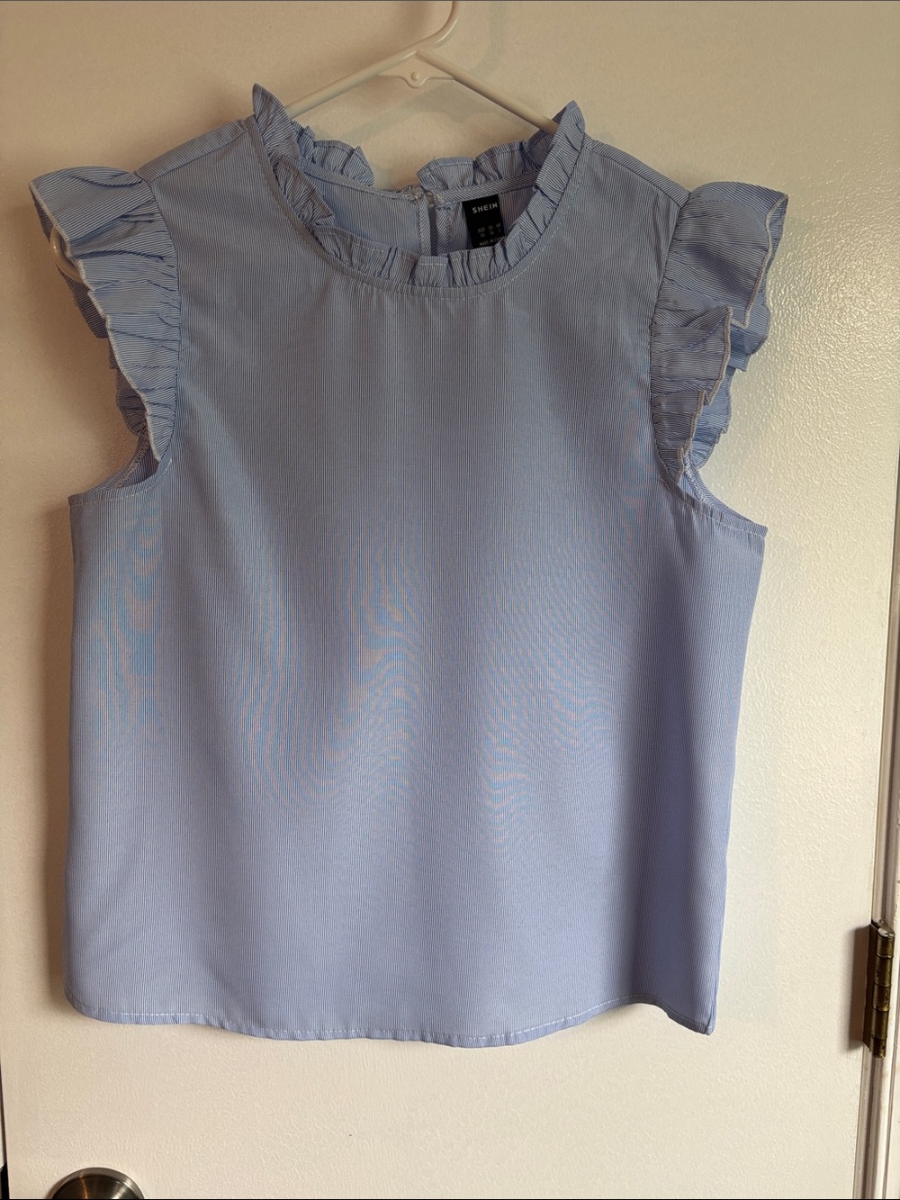 SHEIN Pale Blue Ruffle Sleeve Blouse